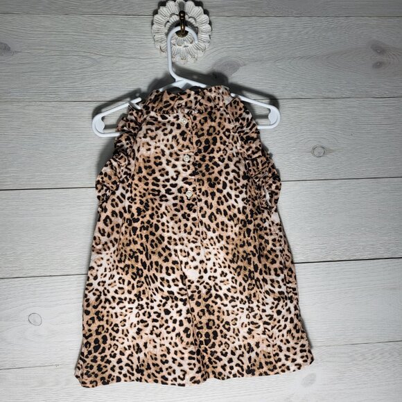 Janie and Jack Girl Leopard Cheetah Ruffle Cotton Top. - Picture 4 of 6